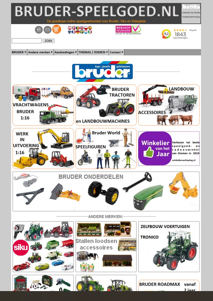 bruder speelgoed website met Vrachtwagens en trekkers van Bruder, Siku, Kidsglobe en Wiking