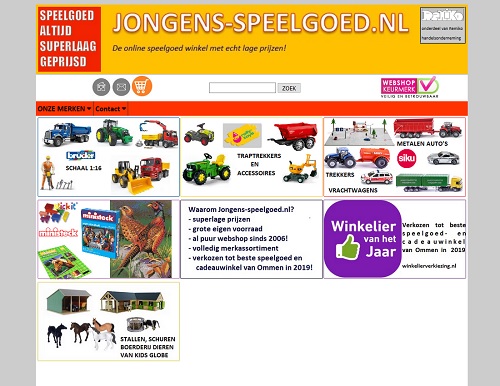 webshop jongens-speelgoed met merken Bruder, Siku, Kidsglobe, Rollytoys, Wiking, houten speelgoed en houten treinen