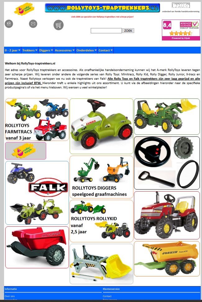 Rollytoys-traptrekkers webshop met traptractors en loopautos